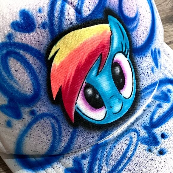 My Little Pony Rainbow Dash Custom Airbrushed Hat - Picture 2 of 3